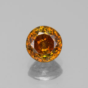 1.15캐럿 천연 붉은빛 오렌지 스팔레라이트, 라운드 컷, 5.75 mm, VS-SI