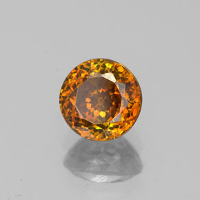 1.15캐럿 천연 붉은빛 오렌지 스팔레라이트, 라운드 컷, 5.75 mm, VS-SI