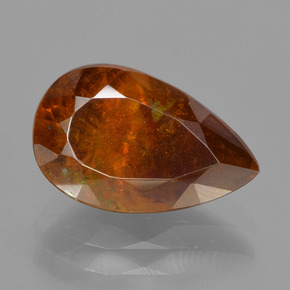 4.74캐럿 천연 붉은빛 오렌지 스팔레라이트, 배 모양, 12.8×8 mm, SI