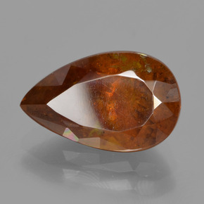 4.74캐럿 천연 붉은빛 오렌지 스팔레라이트, 배 모양, 12.8×8 mm, SI