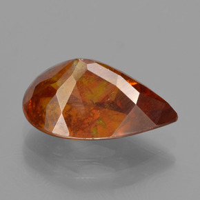 4.74캐럿 천연 붉은빛 오렌지 스팔레라이트, 배 모양, 12.8×8 mm, SI