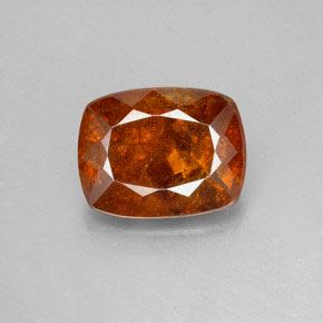 3.70캐럿 천연 붉은빛 오렌지 스팔레라이트, 쿠션 컷, 10.2×7.9 mm, SI