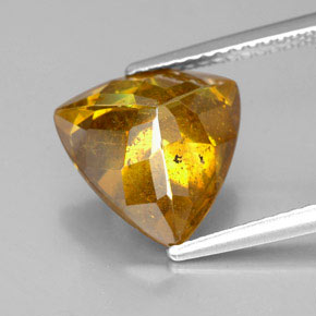 5.62캐럿 천연 골든 옐로우 스팔레라이트, 트릴리언, 11.1×11 mm, SI