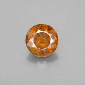 2.12캐럿 천연 붉은빛 오렌지 스팔레라이트, 라운드 컷, 7.47 mm, SI