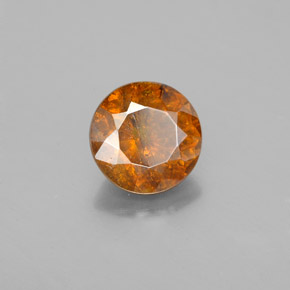 2.12캐럿 천연 붉은빛 오렌지 스팔레라이트, 라운드 컷, 7.47 mm, SI