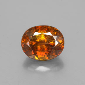 2.12캐럿 천연 붉은빛 오렌지 스팔레라이트, 타원형 컷, 7.8×6.4 mm, SI