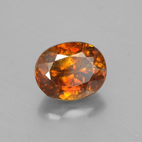 2.12캐럿 천연 붉은빛 오렌지 스팔레라이트, 타원형 컷, 7.8×6.4 mm, SI