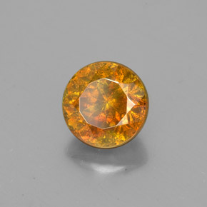 1.86캐럿 천연 붉은빛 오렌지 스팔레라이트, 라운드 컷, 6.64 mm, SI