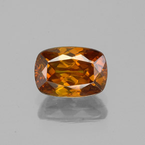 1.19캐럿 천연 붉은빛 오렌지 스팔레라이트, 쿠션 컷, 7.1×5 mm, VS-SI