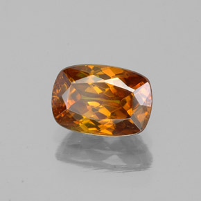 1.19캐럿 천연 붉은빛 오렌지 스팔레라이트, 쿠션 컷, 7.1×5 mm, VS-SI