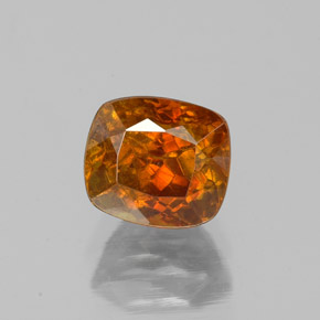 1.56캐럿 천연 붉은빛 오렌지 스팔레라이트, 쿠션 컷, 6.2×5.5 mm, SI
