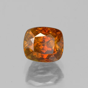 1.56캐럿 천연 붉은빛 오렌지 스팔레라이트, 쿠션 컷, 6.2×5.5 mm, SI