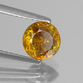 1.30캐럿 천연 붉은빛 오렌지 스팔레라이트, 라운드 컷, 6.25 mm, SI