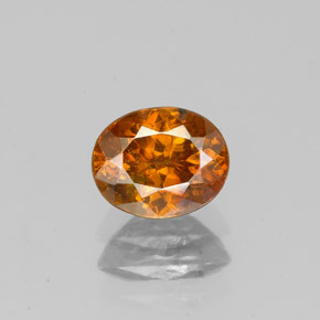 1.08캐럿 천연 붉은빛 오렌지 스팔레라이트, 타원형 컷, 6.4×5.2 mm, SI