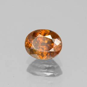 1.08캐럿 천연 붉은빛 오렌지 스팔레라이트, 타원형 컷, 6.4×5.2 mm, SI