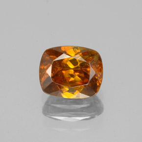 1.25캐럿 천연 붉은빛 오렌지 스팔레라이트, 쿠션 컷, 6.5×5.3 mm, VS-SI