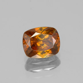 1.25캐럿 천연 붉은빛 오렌지 스팔레라이트, 쿠션 컷, 6.5×5.3 mm, VS-SI