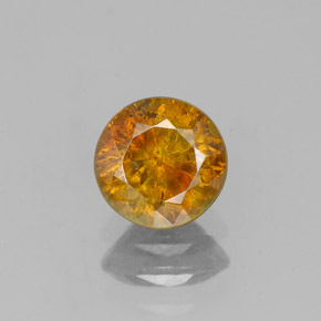 1.01캐럿 천연 붉은빛 오렌지 스팔레라이트, 라운드 컷, 5.79 mm, SI
