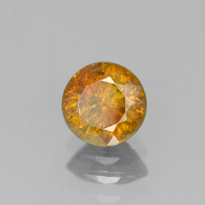 1.01캐럿 천연 붉은빛 오렌지 스팔레라이트, 라운드 컷, 5.79 mm, SI
