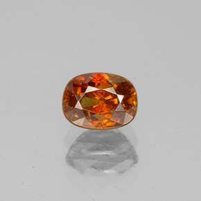1.01캐럿 천연 붉은빛 오렌지 스팔레라이트, 쿠션 컷, 5.9×4.5 mm, SI