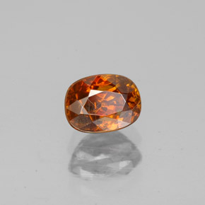 1.01캐럿 천연 붉은빛 오렌지 스팔레라이트, 쿠션 컷, 5.9×4.5 mm, SI