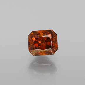 0.85캐럿 천연 오렌지 스팔레라이트, 에메랄드 컷, 5.1×4.4 mm, VS