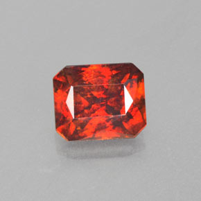 1.85캐럿 천연 레드 오렌지 스팔레라이트, 에메랄드 컷, 7.2×5.9 mm, SI