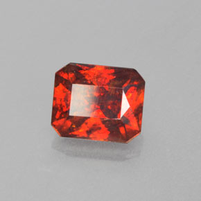1.85캐럿 천연 레드 오렌지 스팔레라이트, 에메랄드 컷, 7.2×5.9 mm, SI