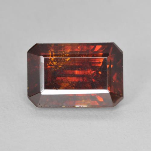 5.04ct 자연스러운 붉은 오렌지 섬아연석, 에메랄드 컷, SI-I1