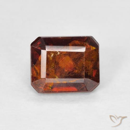 1.32ct 자연스러운 다크 오렌지 섬아연석, 에메랄드 컷, I1