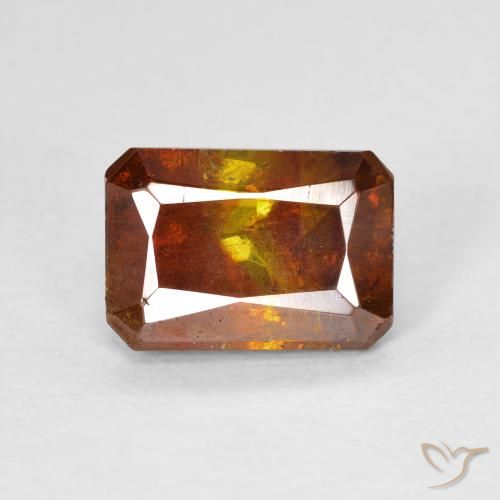 3.36ct 자연스러운 갈색 오렌지 섬아연석, 에메랄드 컷, SI