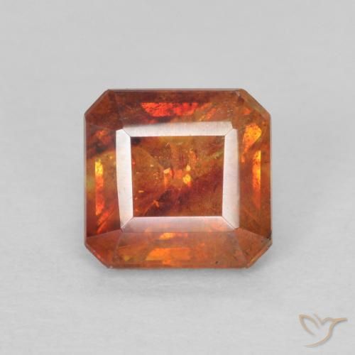 1.36ct 자연스러운 딥 오렌지 섬아연석, 에메랄드 컷, SI-I1