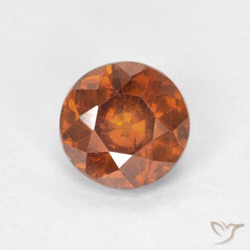 0.79ct 자연스러운 Medium Dark-Orange 섬아연석, 둥근, SI-I1