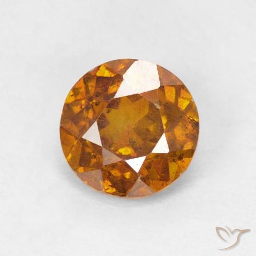 1.00ct 자연스러운 어스 오렌지 섬아연석, 둥근, SI-I1