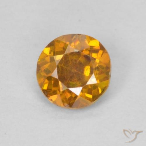 0.36ct 자연스러운 갈색 오렌지 섬아연석, 둥근, SI-I1