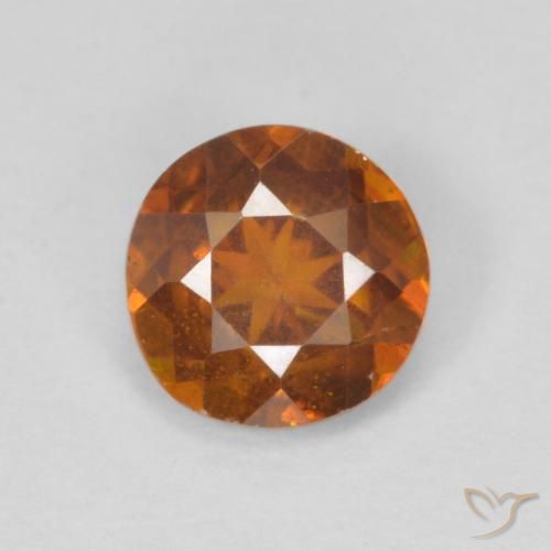 0.92ct 자연스러운 붉은 오렌지 섬아연석, 둥근, SI-I1