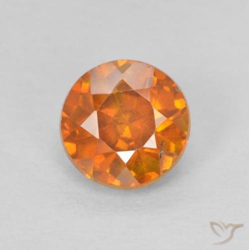 0.81ct 자연스러운 밝은 주황색 섬아연석, 둥근, SI-I1