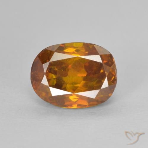 2.08ct 자연스러운 딥 오렌지 섬아연석, 타원형, SI-I1