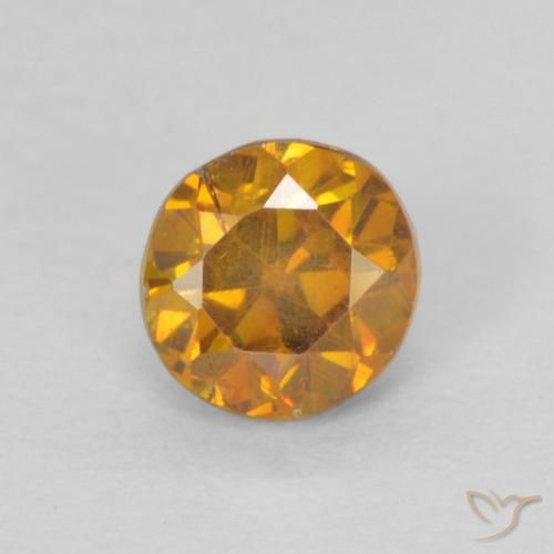 0.46ct 자연스러운 갈색 오렌지 섬아연석, 둥근, SI-I1