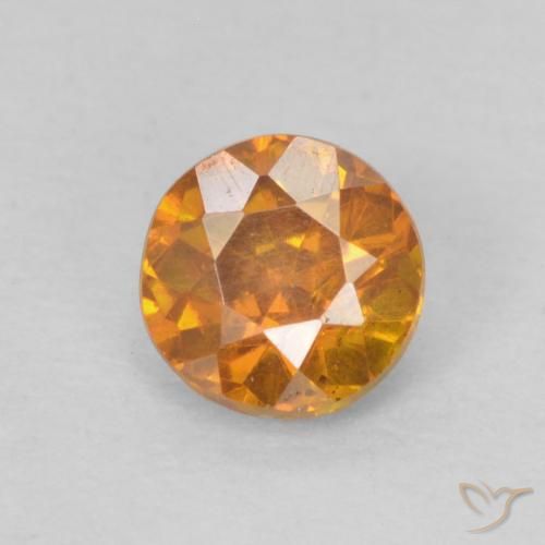 0.42ct 자연스러운 미디엄 오렌지 섬아연석, 둥근, SI-I1