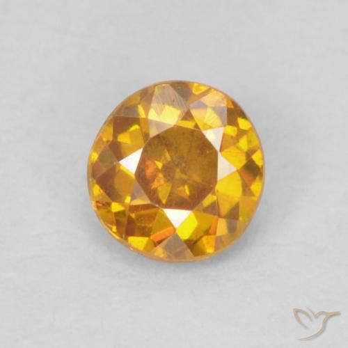 0.20캐럿 천연 골든 오렌지 스팔레라이트, 라운드 컷, 3.43 mm, SI-I1