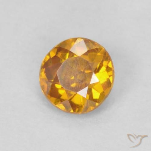 0.20캐럿 천연 골든 오렌지 스팔레라이트, 라운드 컷, 3.43 mm, SI-I1