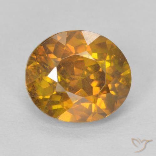 1.43ct 자연스러운 골든 브라운 섬아연석, 타원형, VS-SI