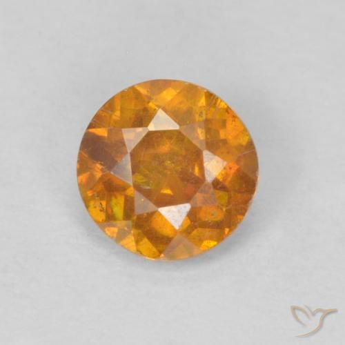 0.48ct 자연스러운 살구 오렌지 섬아연석, 둥근, SI-I1