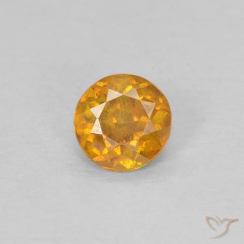 0.24ct 자연스러운 허니 오렌지 섬아연석, 둥근, SI-I1