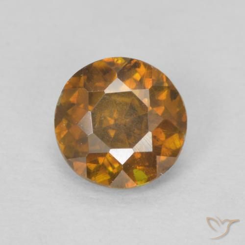 0.64ct 자연스러운 오렌지 브라운 섬아연석, 둥근, SI-I1
