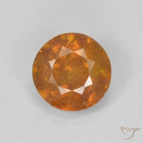 1.12ct 자연스러운 딥 오렌지 섬아연석, 둥근, SI-I1