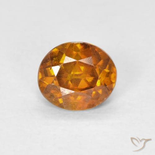 0.78ct 자연스러운 갈색 오렌지 섬아연석, 타원형, VS-SI