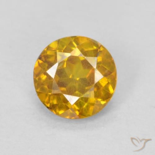0.44ct 자연스러운 골든 오렌지 섬아연석, 둥근, SI-I1
