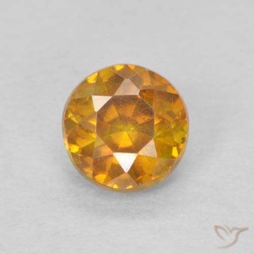0.45ct 자연스러운 살구 오렌지 섬아연석, 둥근, SI-I1